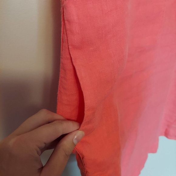 C&C California Linen Dress Size 8 Pockets Collared Shift Shirt Dress Pink - Picture 2 of 5